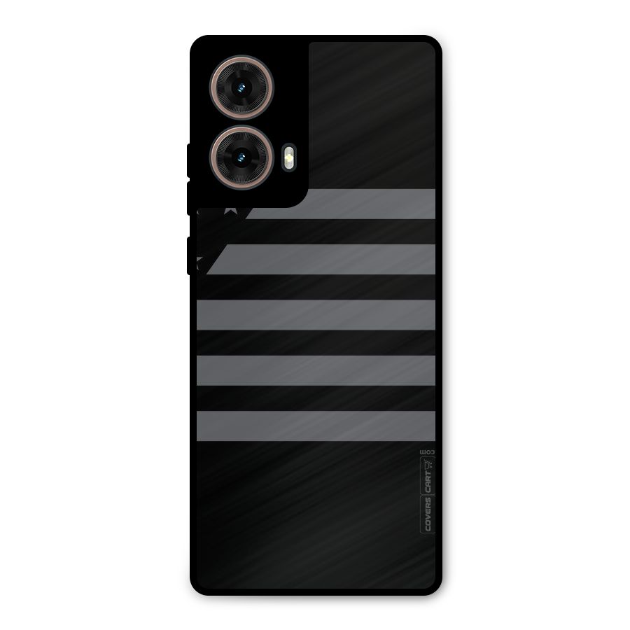 Grey Star Striped Pattern Metal Back Case for Moto G85
