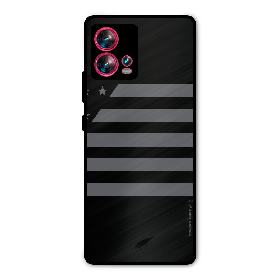 Grey Star Striped Pattern Metal Back Case for Motorola Edge 30 Fusion