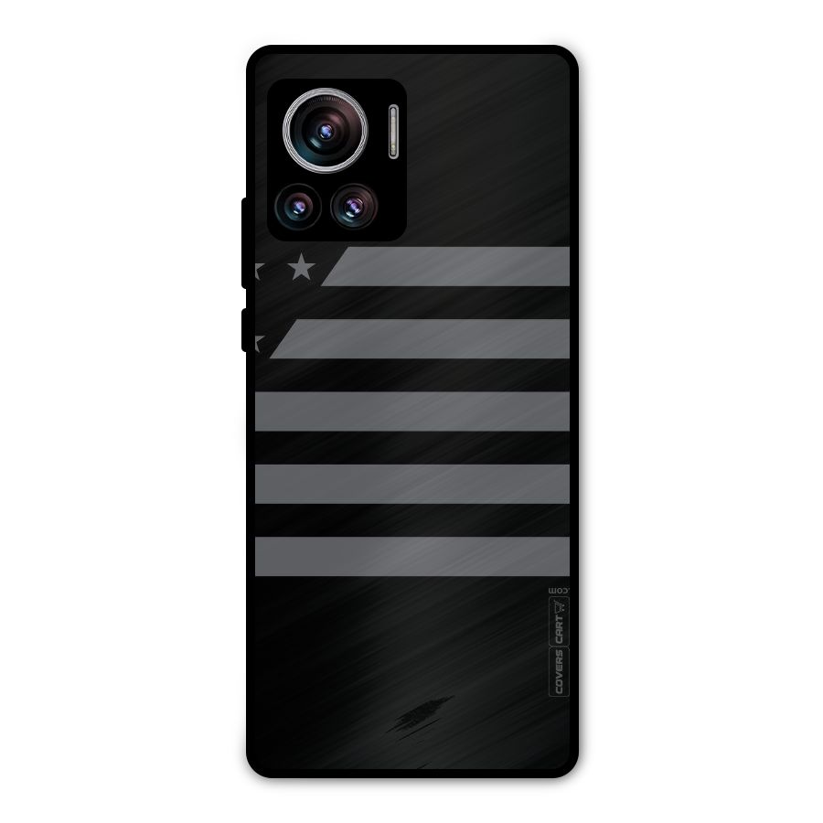 Grey Star Striped Pattern Metal Back Case for Motorola Edge 30 Ultra