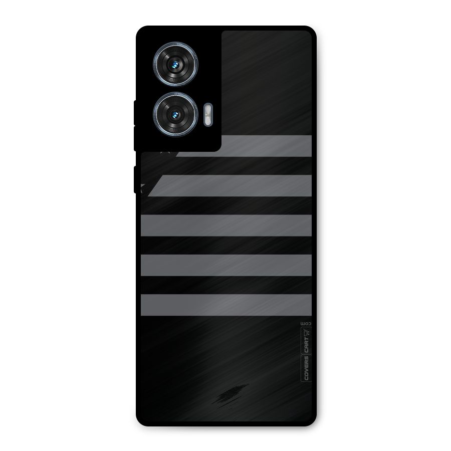Grey Star Striped Pattern Metal Back Case for Motorola G96
