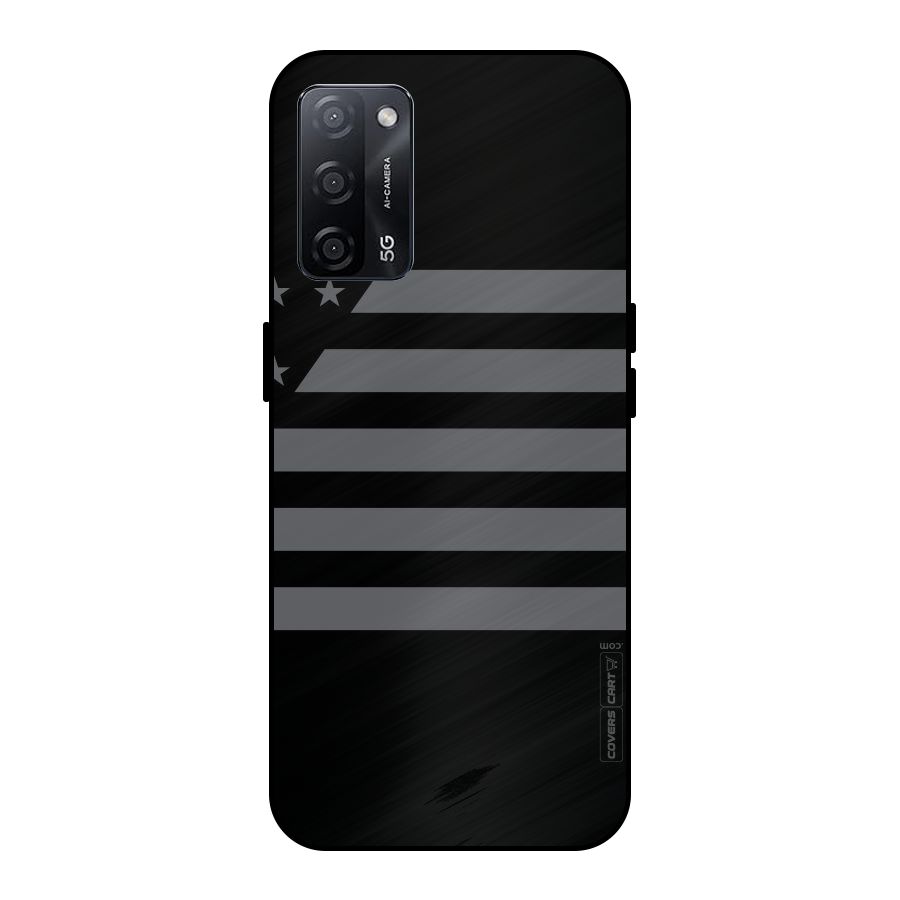 Grey Star Striped Pattern Metal Back Case for Oppo A53s 5G