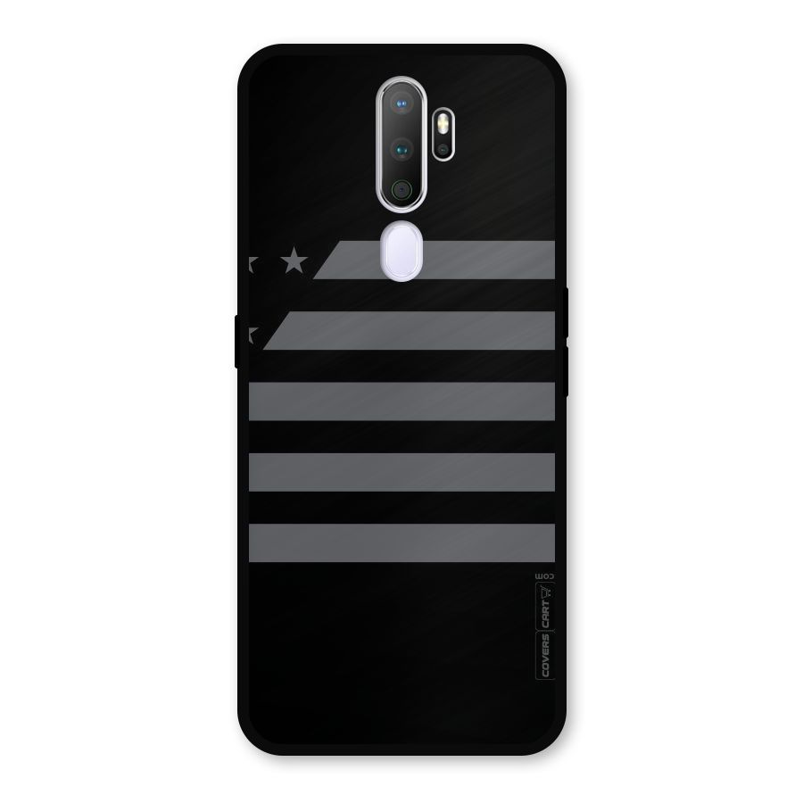Grey Star Striped Pattern Metal Back Case for Oppo A5 (2020)