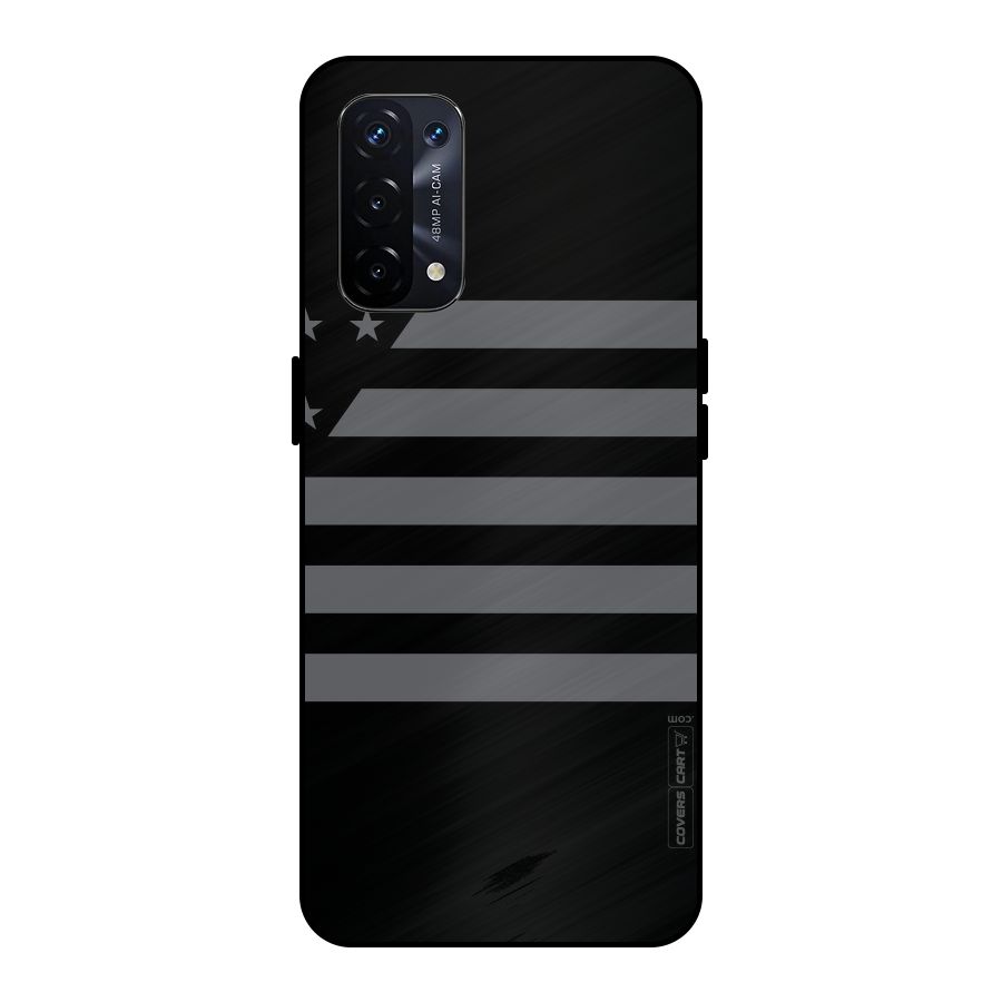 Grey Star Striped Pattern Metal Back Case for Oppo A74 5G