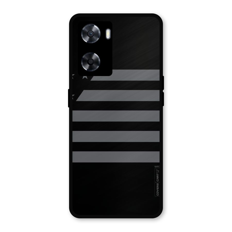 Grey Star Striped Pattern Metal Back Case for Oppo A77s