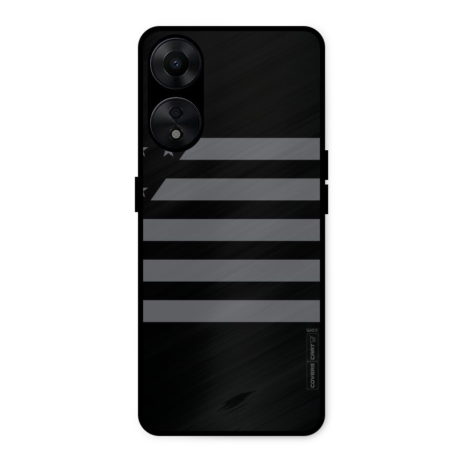 Grey Star Striped Pattern Metal Back Case for Oppo A78 5G