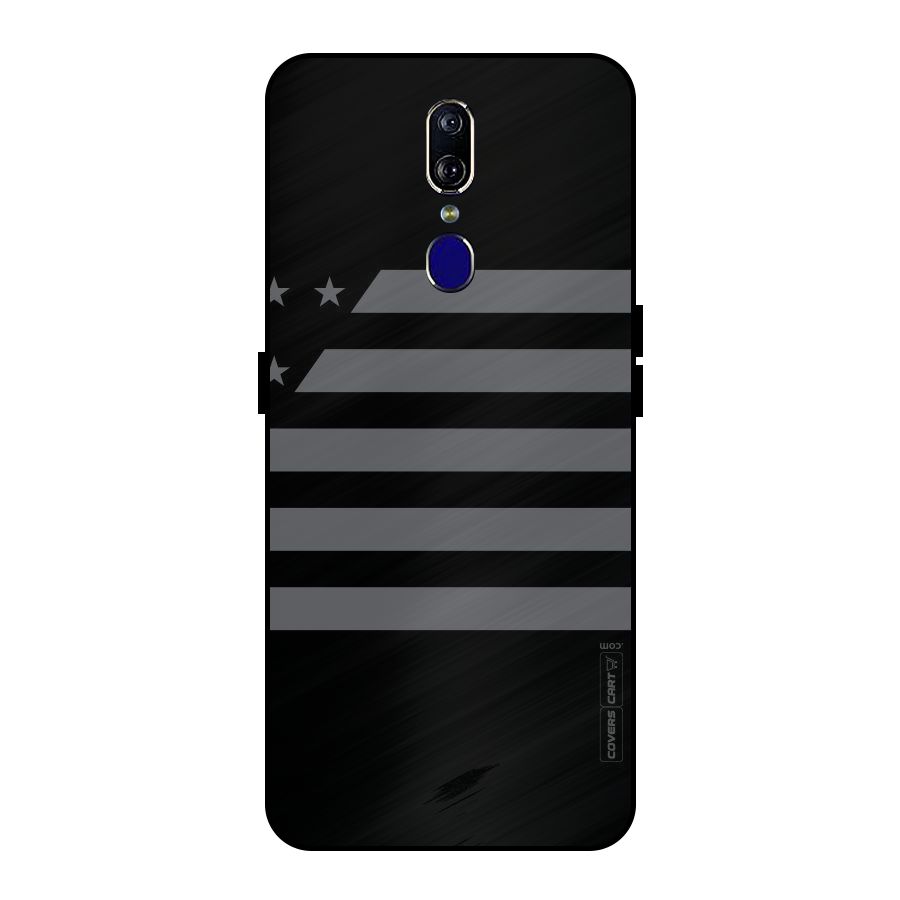 Grey Star Striped Pattern Metal Back Case for Oppo F11