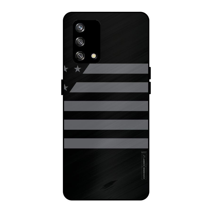 Grey Star Striped Pattern Metal Back Case for Oppo F19