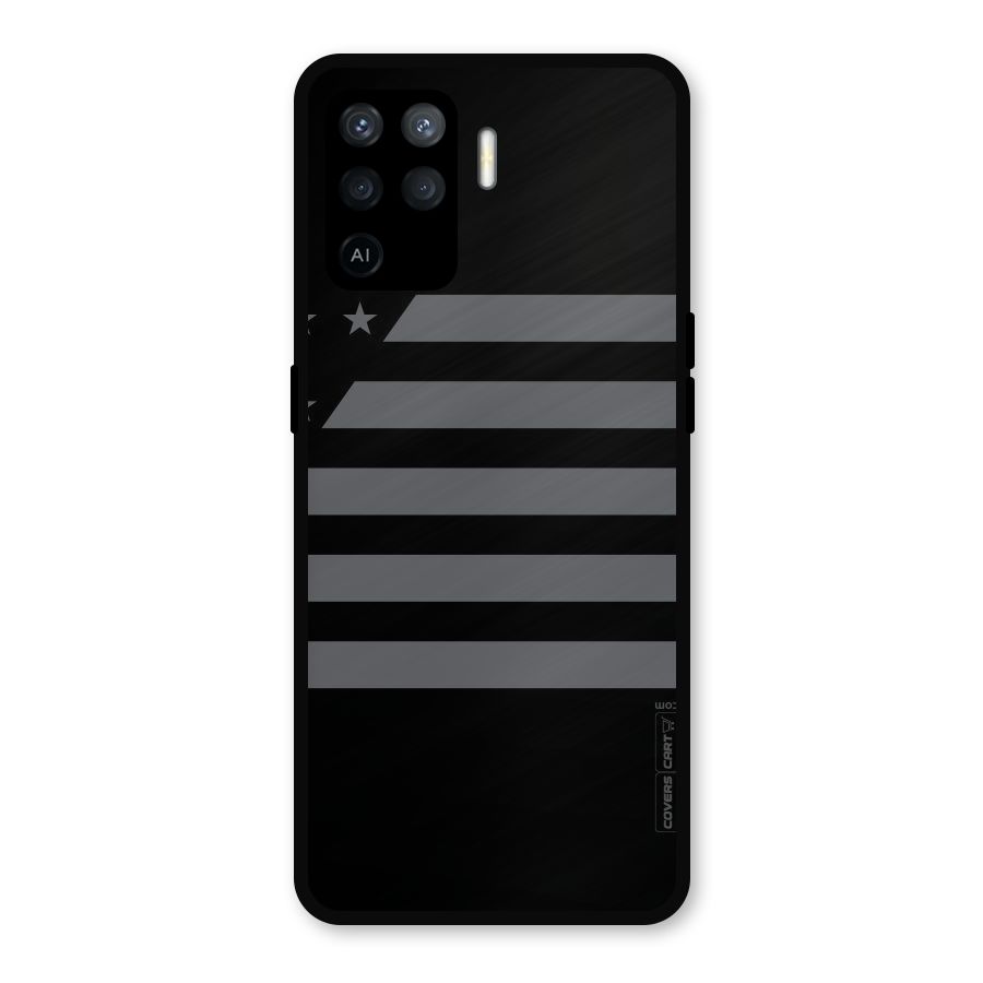 Grey Star Striped Pattern Metal Back Case for Oppo F19 Pro