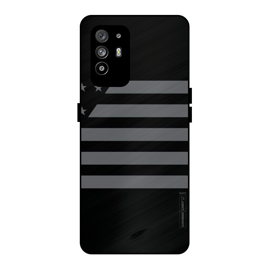 Grey Star Striped Pattern Metal Back Case for Oppo F19 Pro Plus 5G