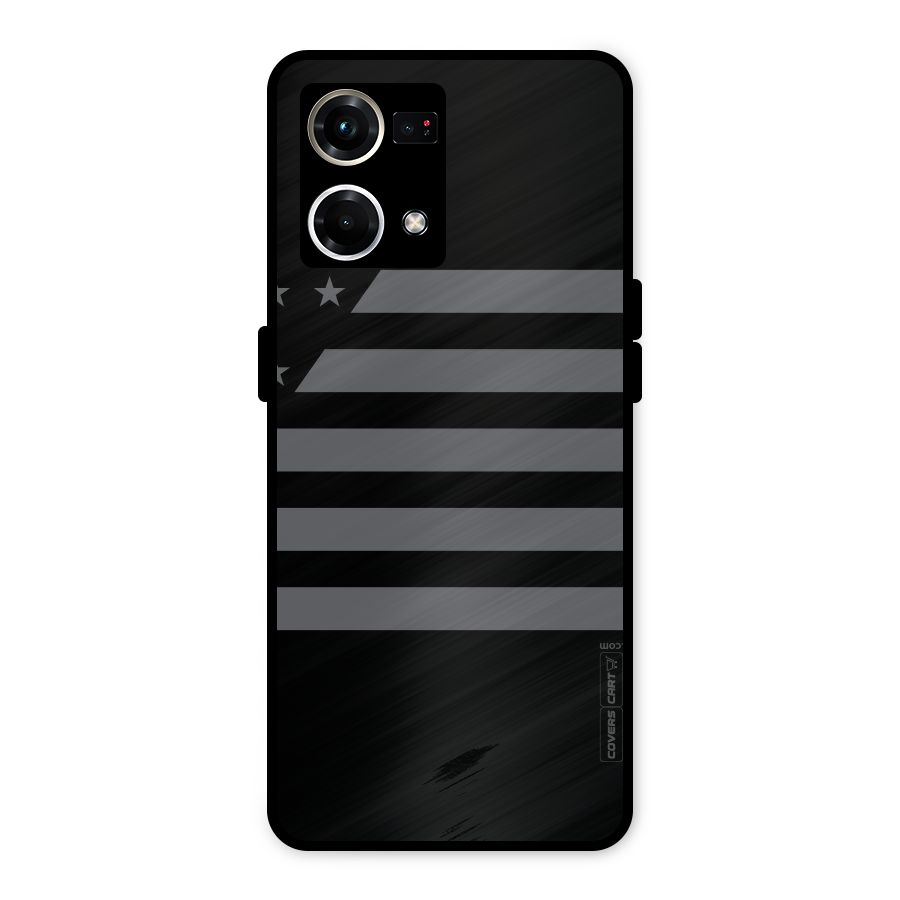 Grey Star Striped Pattern Metal Back Case for Oppo F21s Pro 4G