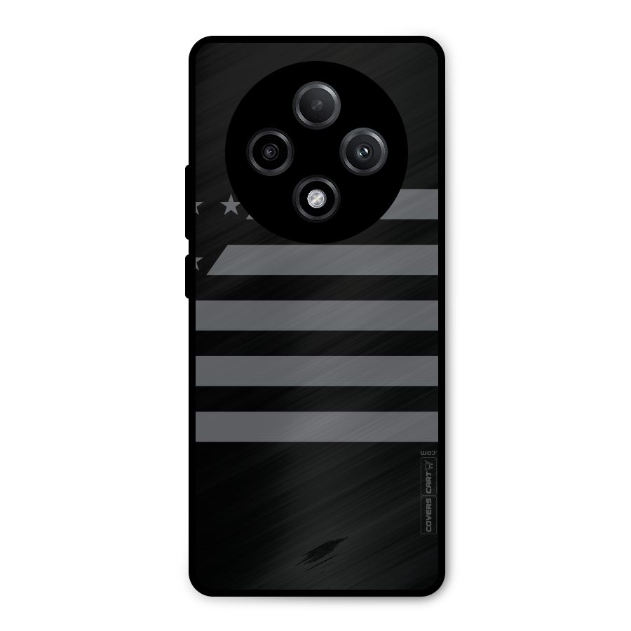 Grey Star Striped Pattern Metal Back Case for Oppo F27 Pro Plus