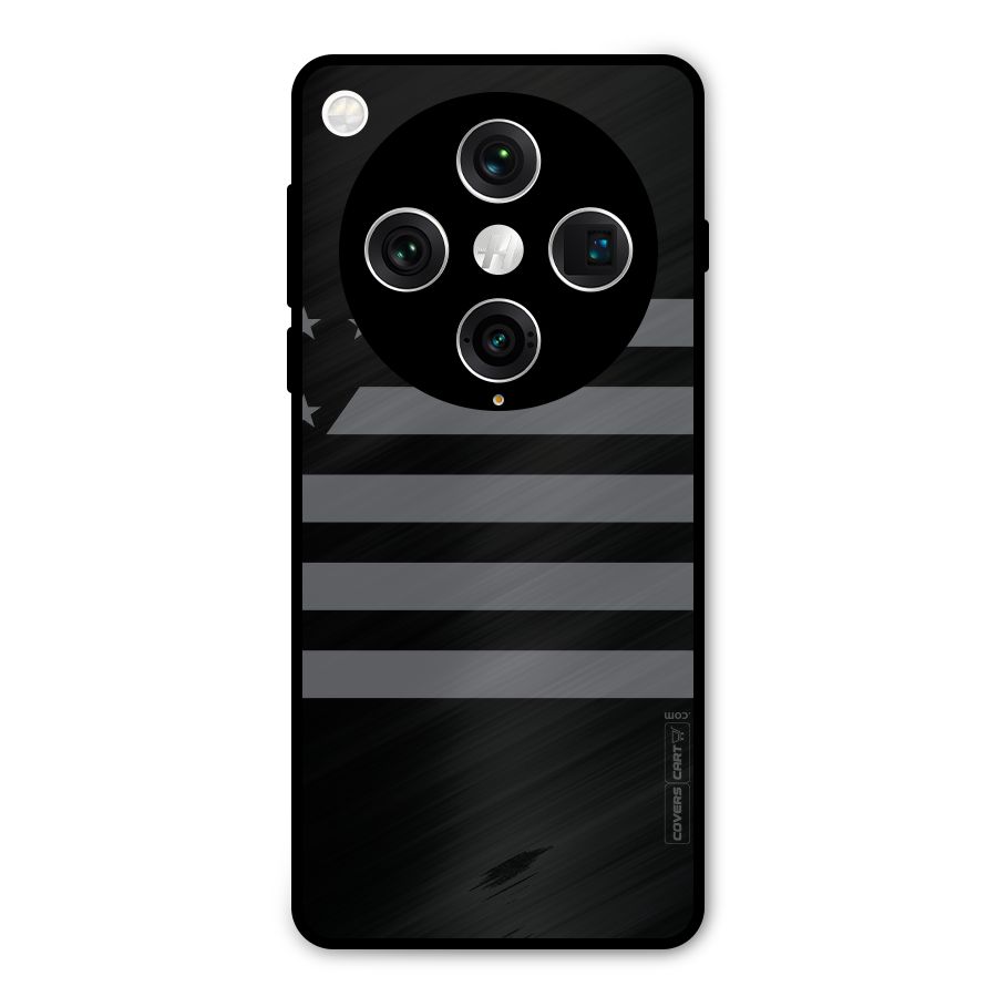 Grey Star Striped Pattern Metal Back Case for Oppo Find X8 Pro