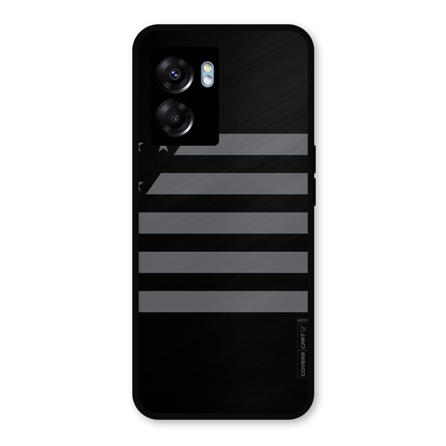 Grey Star Striped Pattern Metal Back Case for Oppo K10 (5G)