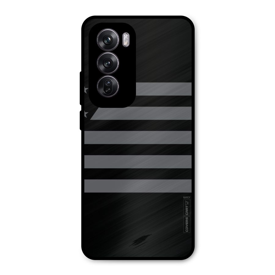 Grey Star Striped Pattern Metal Back Case for Oppo Reno12 Pro