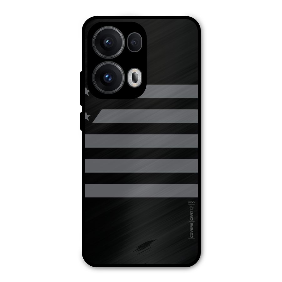 Grey Star Striped Pattern Metal Back Case for Oppo Reno13 Pro