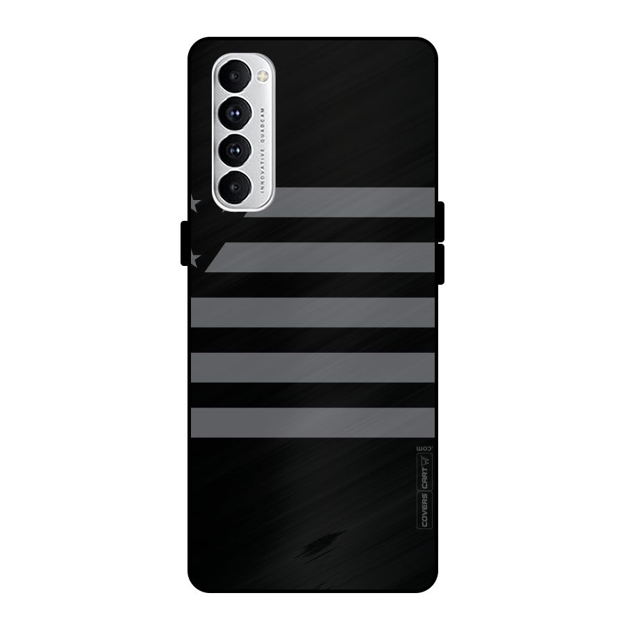 Grey Star Striped Pattern Metal Back Case for Oppo Reno4 Pro