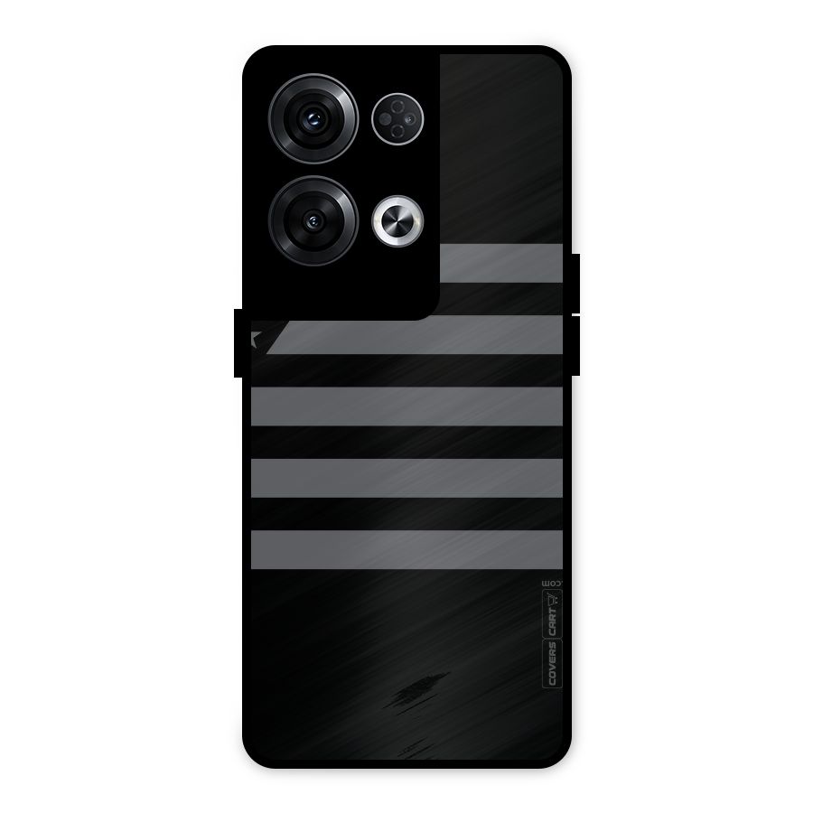 Grey Star Striped Pattern Metal Back Case for Oppo Reno8 Pro 5G