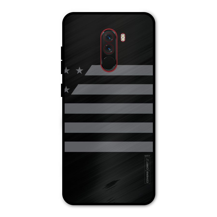 Grey Star Striped Pattern Metal Back Case for Poco F1