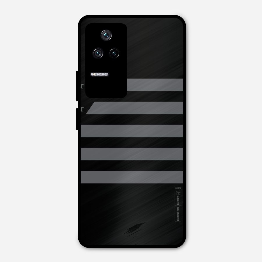 Grey Star Striped Pattern Metal Back Case for Poco F4 5G