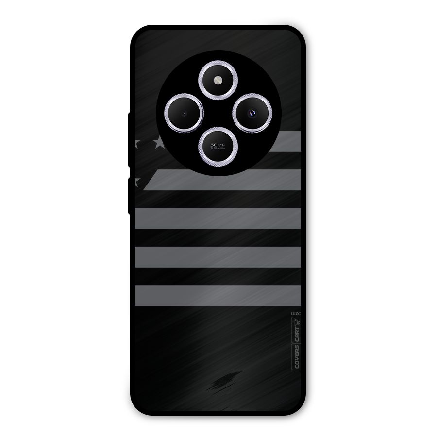 Grey Star Striped Pattern Metal Back Case for Poco M7