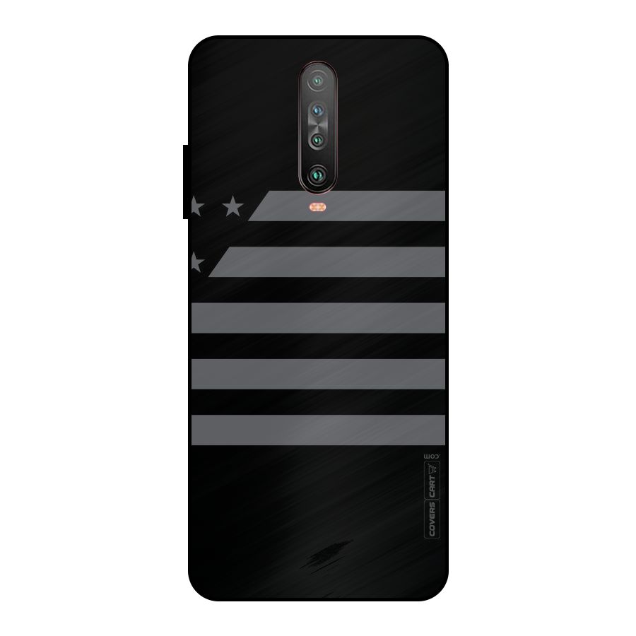 Grey Star Striped Pattern Metal Back Case for Poco X2
