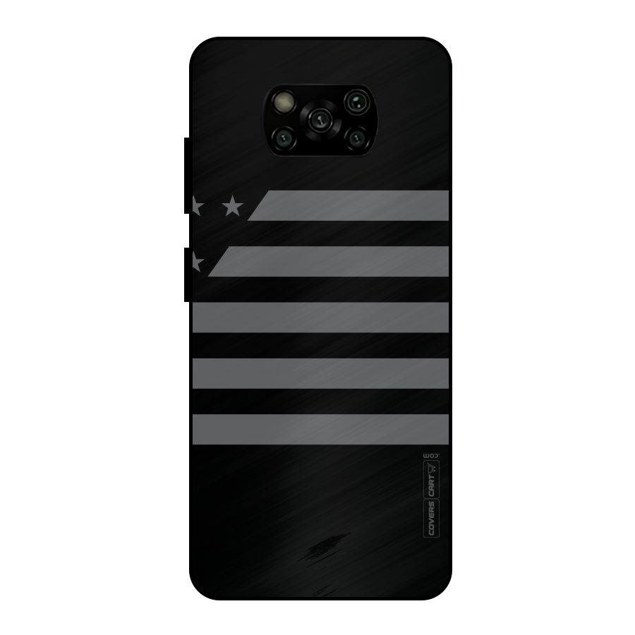 Grey Star Striped Pattern Metal Back Case for Poco X3