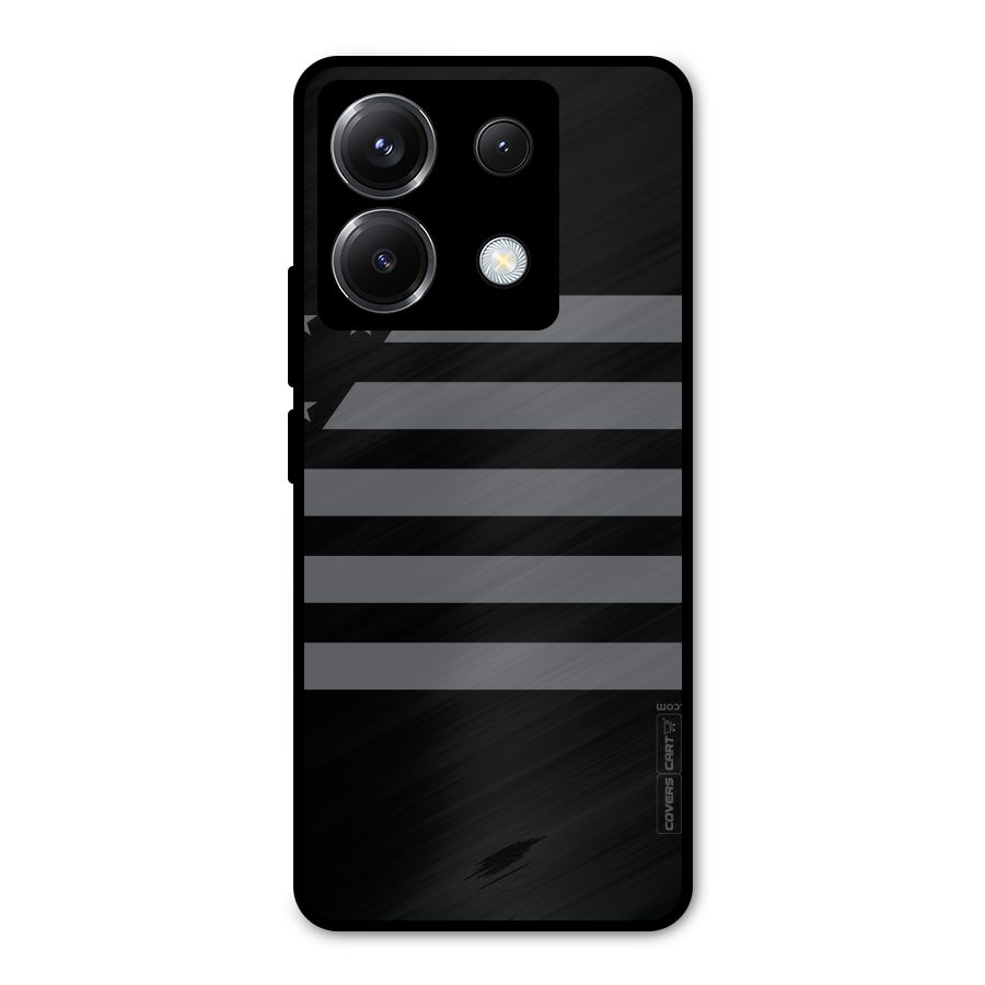 Grey Star Striped Pattern Metal Back Case for Poco X6