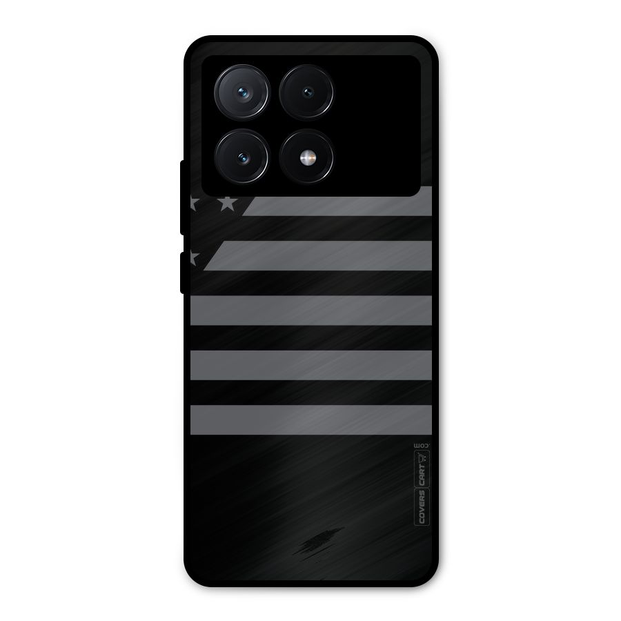 Grey Star Striped Pattern Metal Back Case for Poco X6 Pro