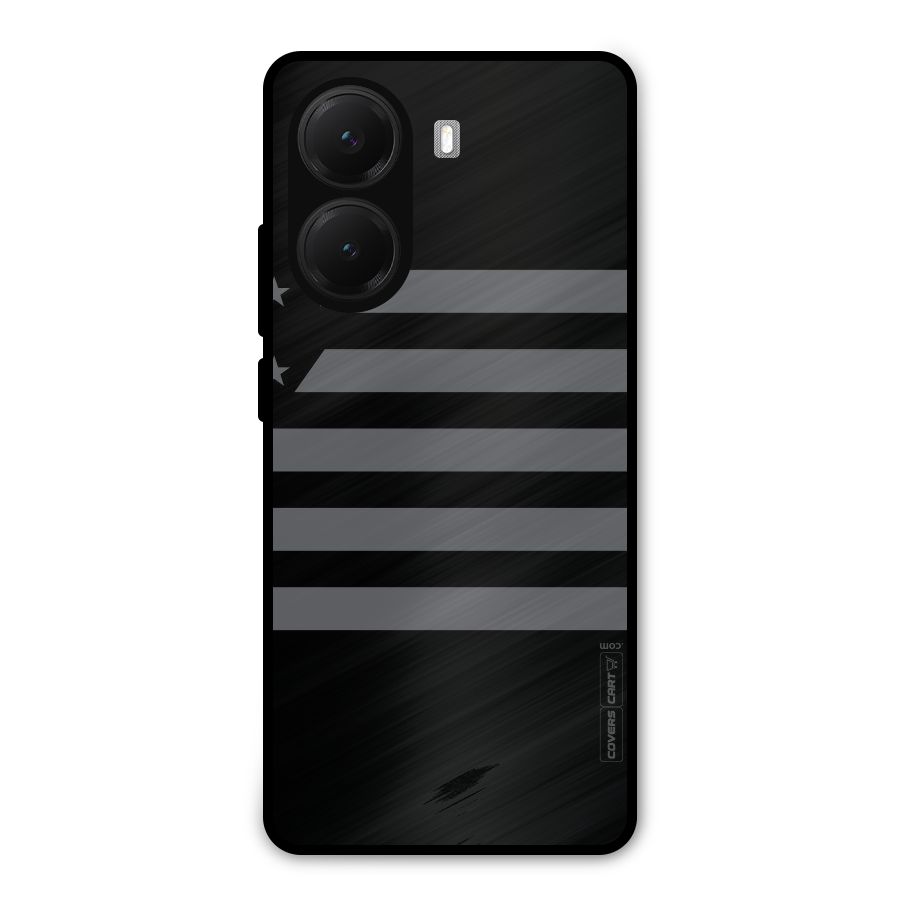 Grey Star Striped Pattern Metal Back Case for Poco X7 Pro