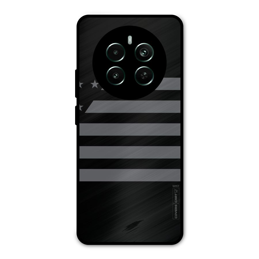 Grey Star Striped Pattern Metal Back Case for Realme 12 Pro Plus