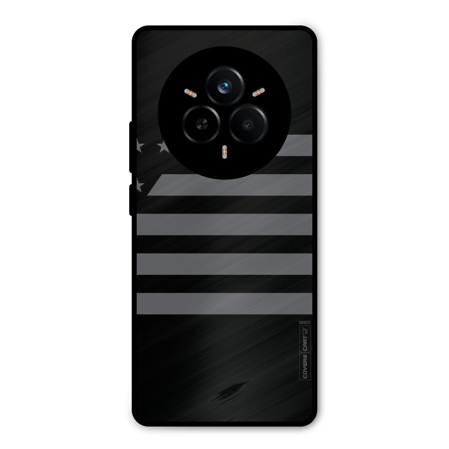 Grey Star Striped Pattern Metal Back Case for Realme 14 Pro