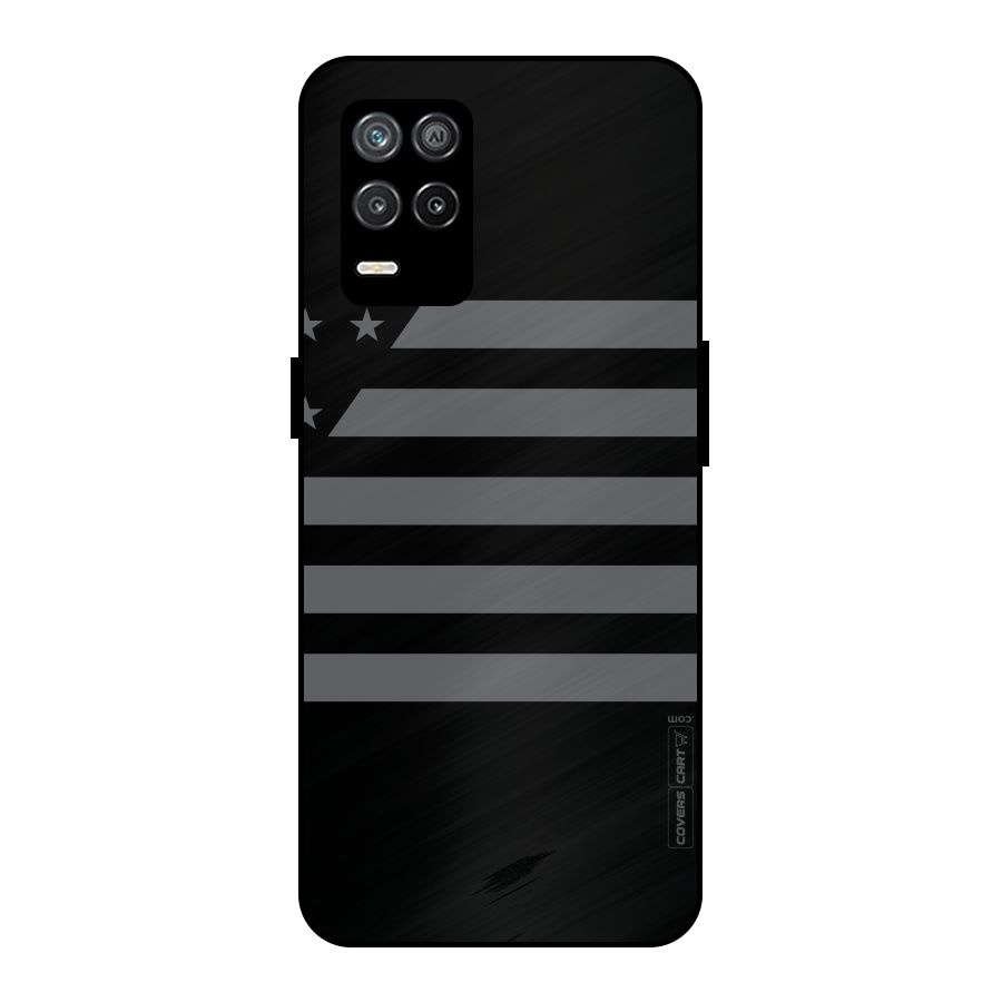 Grey Star Striped Pattern Metal Back Case for Realme 8 5G
