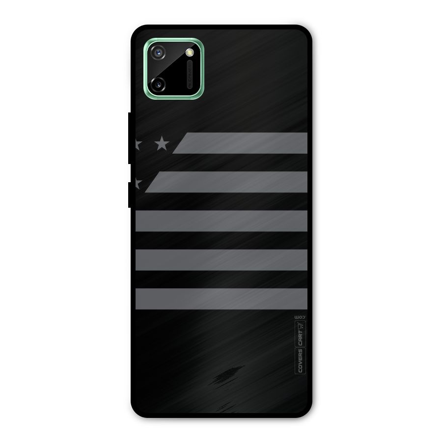 Grey Star Striped Pattern Metal Back Case for Realme C11