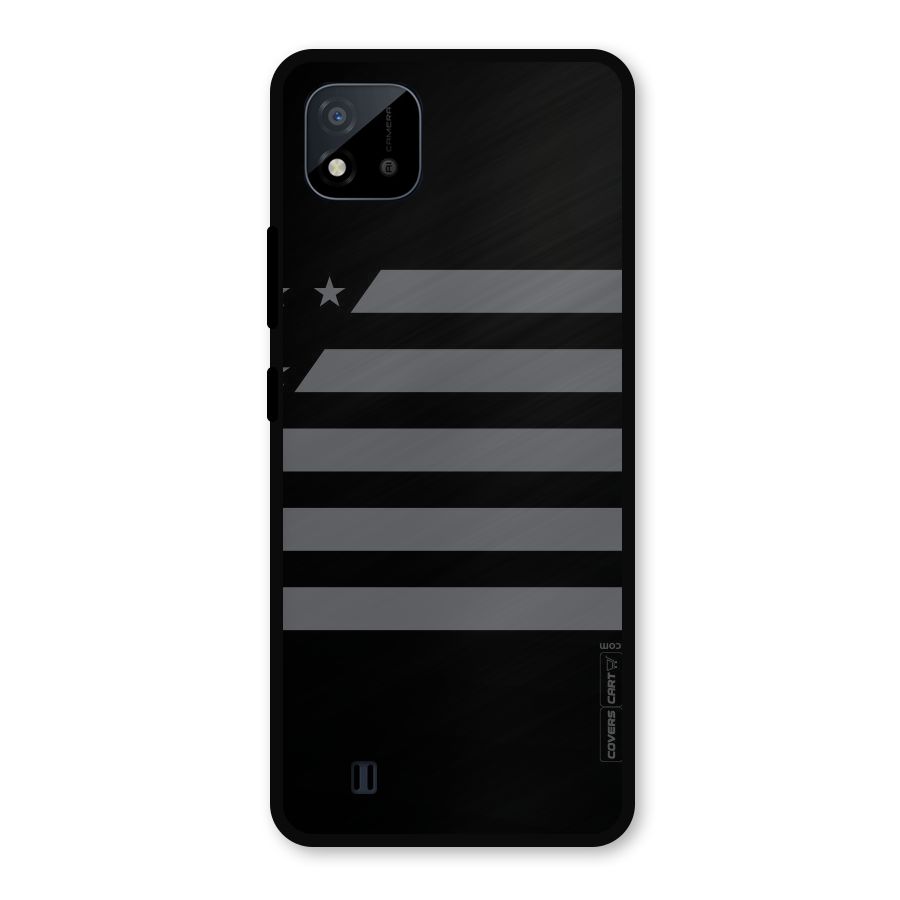 Grey Star Striped Pattern Metal Back Case for Realme C11 2021
