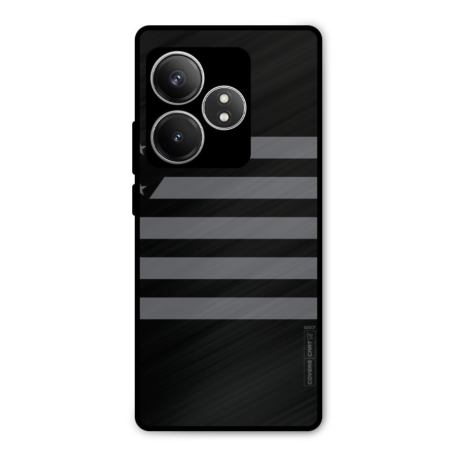 Grey Star Striped Pattern Metal Back Case for Realme GT 6T