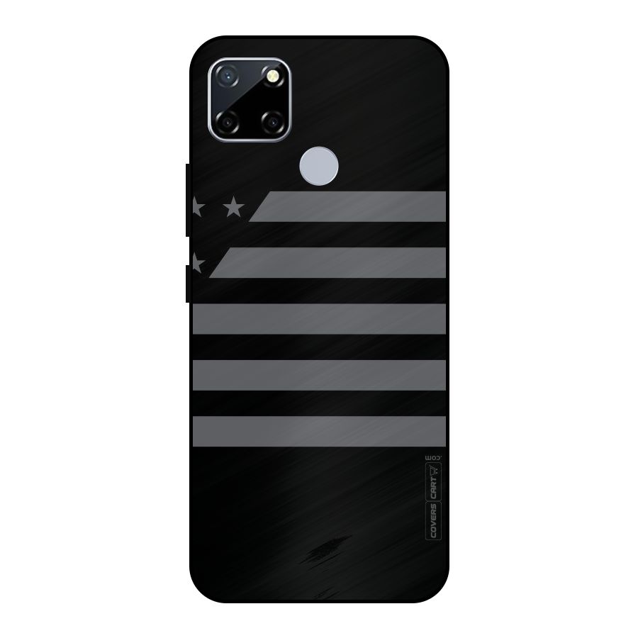 Grey Star Striped Pattern Metal Back Case for Realme Narzo 20