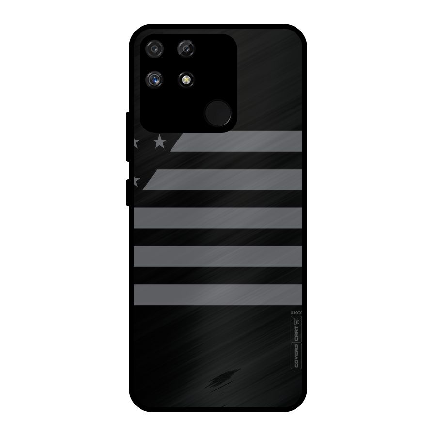Grey Star Striped Pattern Metal Back Case for Realme Narzo 50A