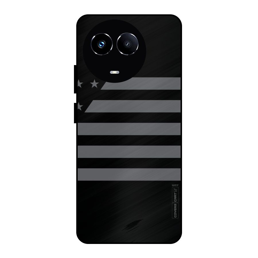 Grey Star Striped Pattern Metal Back Case for Realme Narzo 60X
