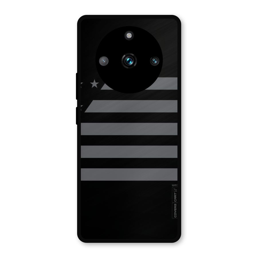 Grey Star Striped Pattern Metal Back Case for Realme Narzo 60 Pro