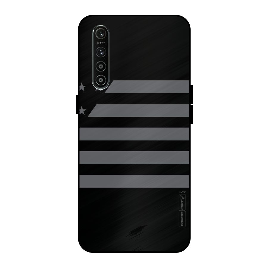 Grey Star Striped Pattern Metal Back Case for Realme XT