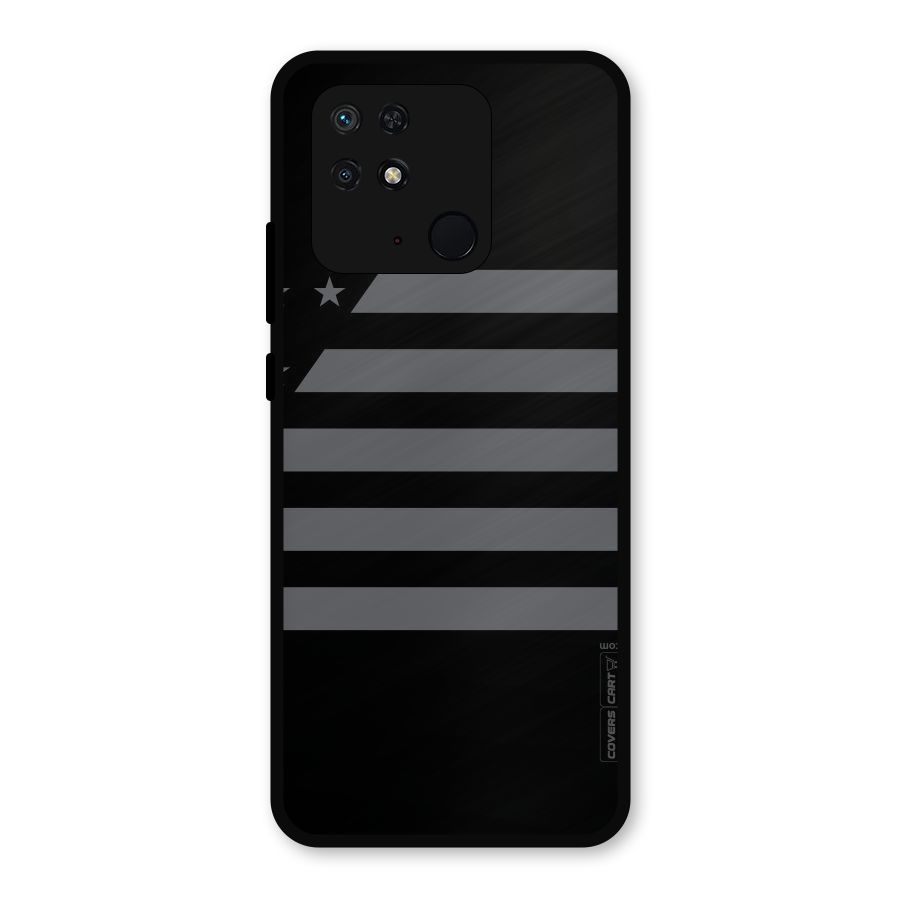 Grey Star Striped Pattern Metal Back Case for Redmi 10