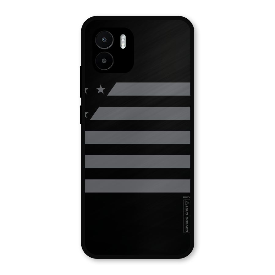 Grey Star Striped Pattern Metal Back Case for Redmi A2