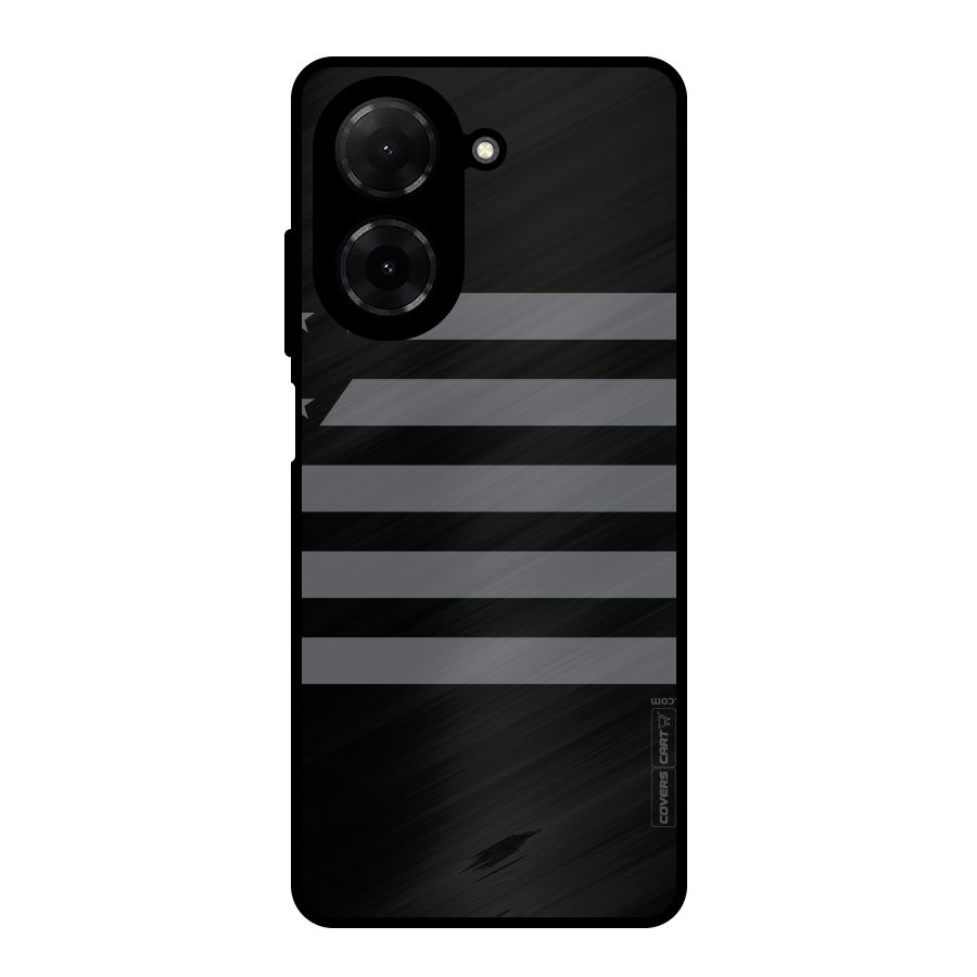 Grey Star Striped Pattern Metal Back Case for Redmi A5 4G