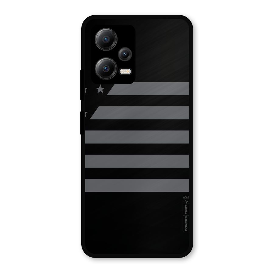 Grey Star Striped Pattern Metal Back Case for Redmi Note 12 5G