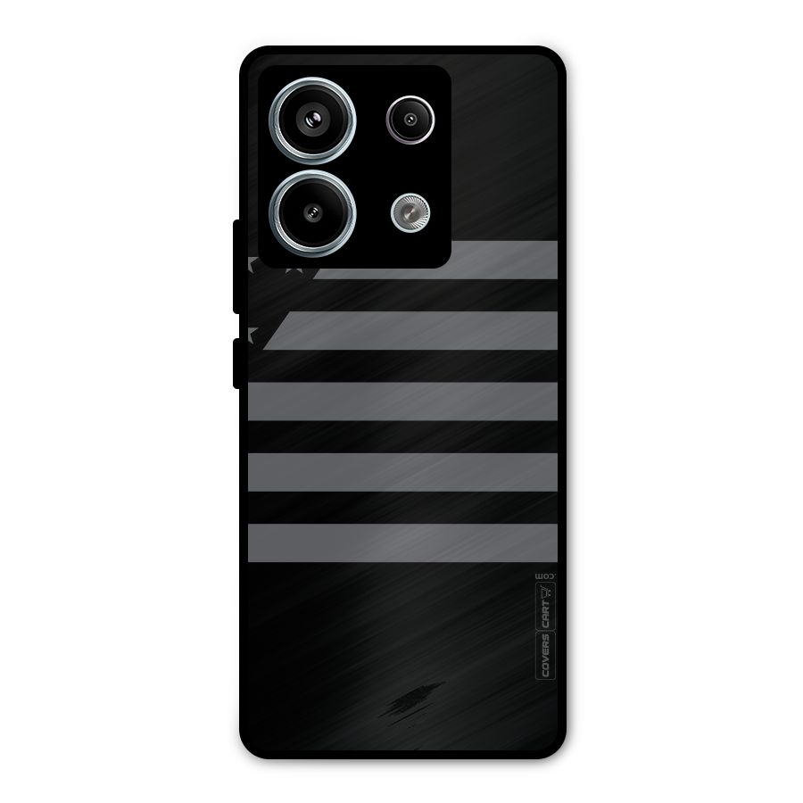 Grey Star Striped Pattern Metal Back Case for Redmi Note 13 Pro 5G