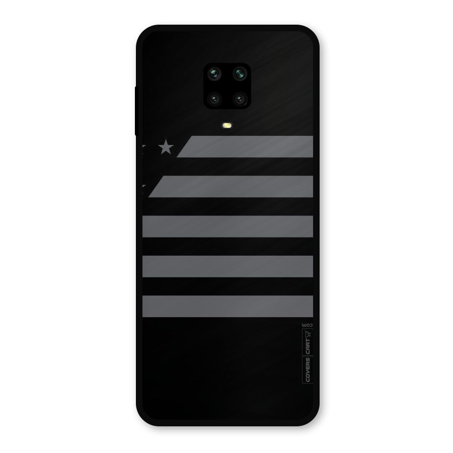 Grey Star Striped Pattern Metal Back Case for Redmi Note 9 Pro