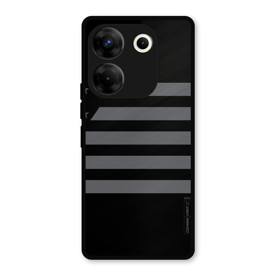 Grey Star Striped Pattern Metal Back Case for Tecno Camon 20