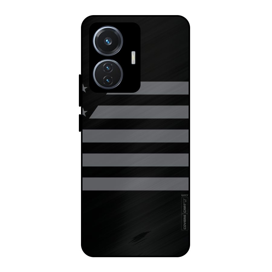 Grey Star Striped Pattern Metal Back Case for Vivo T1 44W