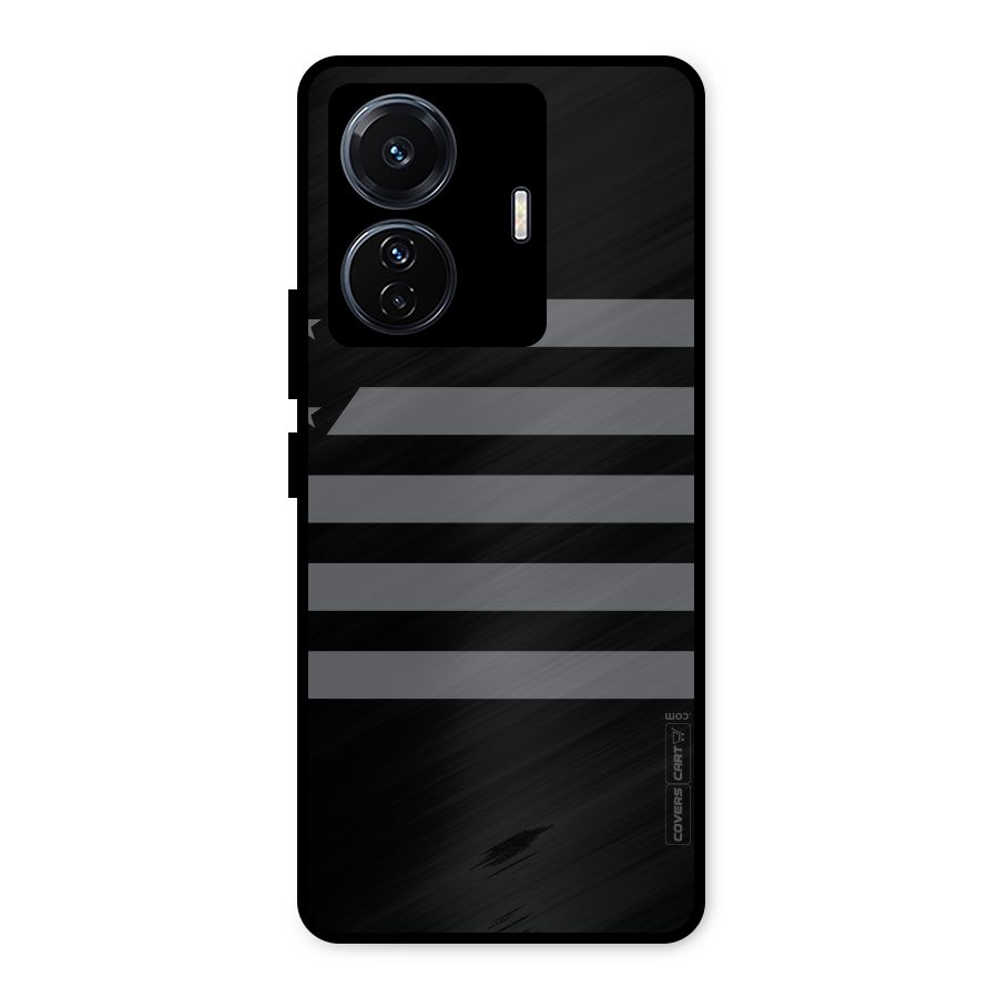 Grey Star Striped Pattern Metal Back Case for Vivo T1 Pro