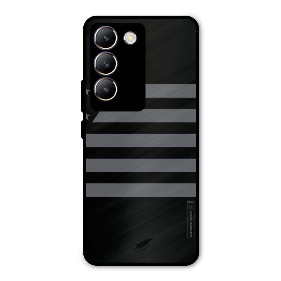 Grey Star Striped Pattern Metal Back Case for Vivo T3 5G